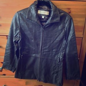 Vintage dark chocolate leather jacket.